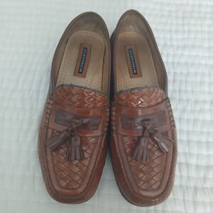 Florsheim MENS Brown Woven Leather Loafers 11473 Size 10.5 D  In Excellent Cond.